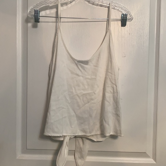 Topshop White Button-Up Tie Top - Picture 4 of 4